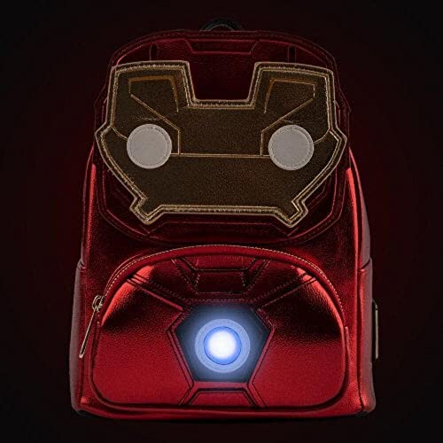 Loungefly X Marvel Iron Man Light Up Mini Backpack Metallic Leather #TOP3