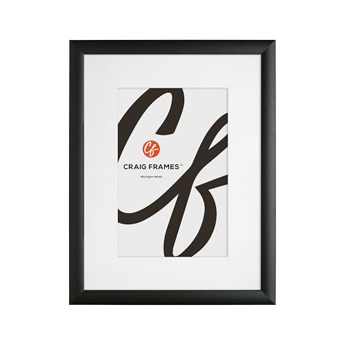Craig Frames 12x16 Matted Frame for 8x12 Photo, Black