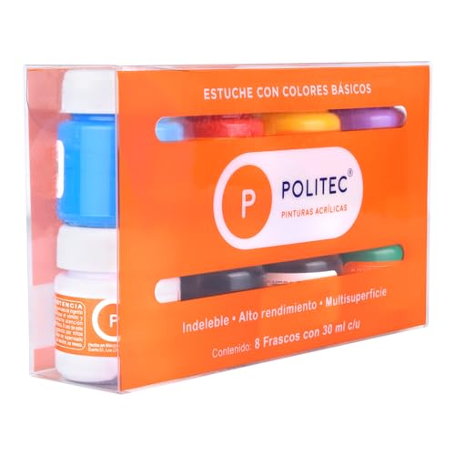 El Mejor Listado de Pinturas Top 10. 42 Set Con 8 Piezas De Acrílico Politec 30ml Básico