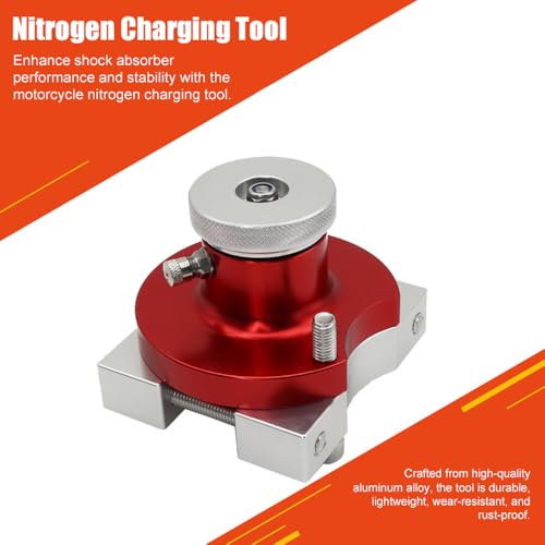Image of Motorcycle Nitrogen Charging Tool, Nitrogen Inflation Kit Compatible with WP Suspension Shock Absorber with Liquid Reservoir for ATV UTV Off Road Bike (Blue)