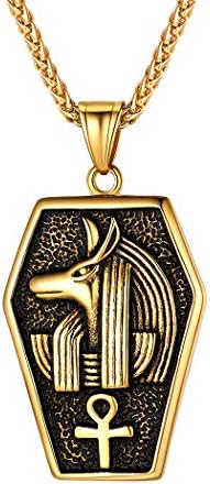 Suplight 925 Sterling Silver/Stiainless Steel Eye of Horus, Key of Life Ankh Cross, Snake Cross, Anubis God of Death Necklace Ancient Egyptian Pendant Necklace for Men Women Jewelry (with Gift Box)