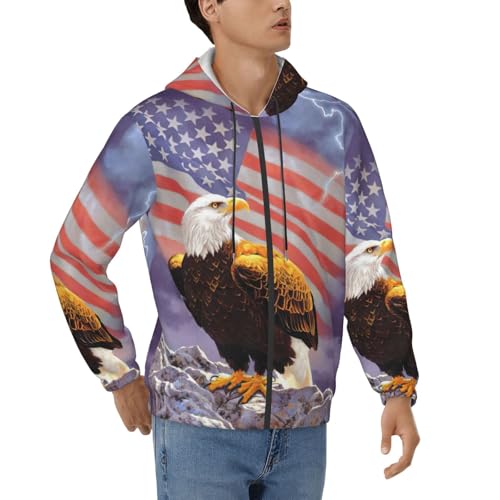 Sweat à capuche pour homme motif drapeau USA et aigle, idéal pour vos sorties décontractées
