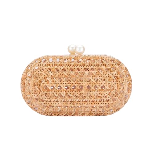 Image of RomanticDesign Women Acrylic Handbag Rattan Woven Pattern Square Box Crossbody Handbag Shoulder Bag Chain Purse