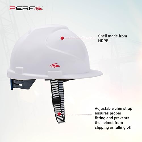 Image of PERF Safety Helmet for Construction & Outdoor Work|Easy 3D Fitting System for Any Head Size|Lightweight|4-Point Support, Easy Impact Absorption Sweatband|Maxxtra|White