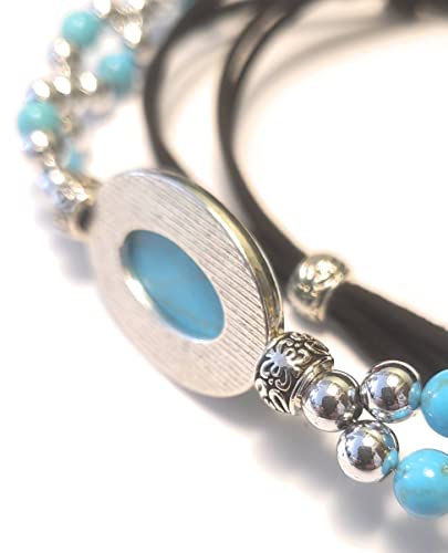 Boho Western Cowboy Hat Band Jewelry Turquoise Gem Bead Weave Micro Suede Leather Adjustable Slip-Knot Sizing #TOP5