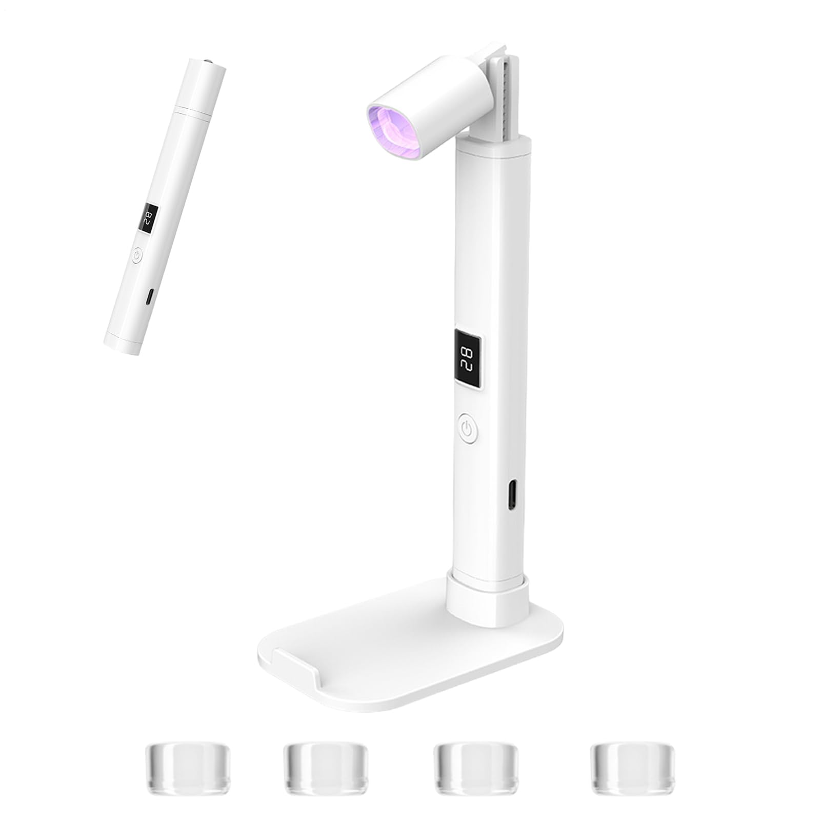 Générique Portable UV Nail Lamp | Adjustable Wireless Nail Dryer Lamp with LCD Display,Retractable UV Pen with 2 Timer Modes and Phone Holder - Home Manicure & Salon