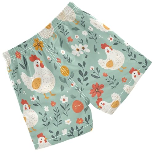Pigsaly Boys Swim Trunks Chickens Eggs Flowers Farm Animal Green Boys Board Shorts Swimsuit Swimwear Summer Bathing Suit XS2
