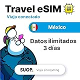 Tarjeta eSIM con Datos ilimitados para México. Tarjeta prepago móvil para Viajar sin Roaming. Incluye Cancún y Riviera Maya. Conexión de Datos de Alta Velocidad. (Datos ilimitados - 3 días)