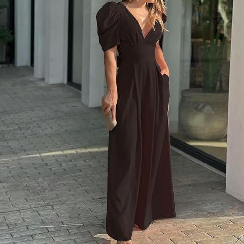 Mameluco de pierna ancha para mujer, enterizo cómodo talla grande manga corta M 3