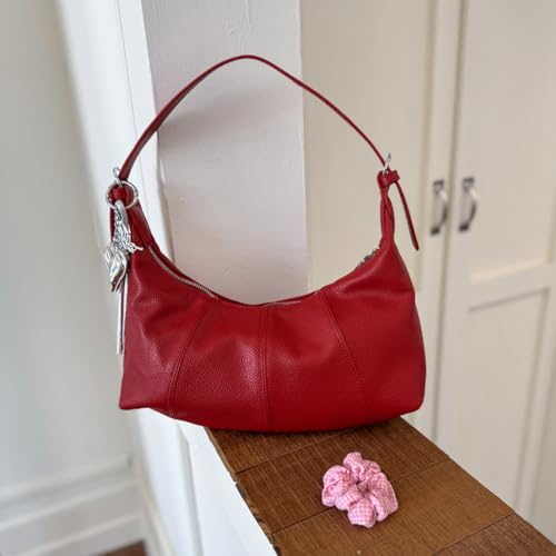 Shoulder Bag Trendy Top Handle Handbag Casual Cresent Bag for Women (Red)3