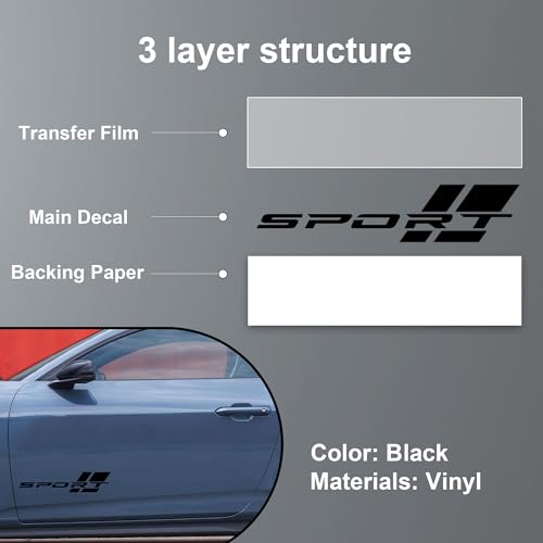 Image of Zhizhong Car Sport Decal,16 Inch Vinyl Sticker Fit for All Cars Side (2 Pcs Matte Black)