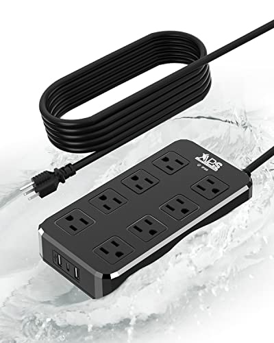 Outdoor Power Strip Weatherproof, Waterproof Surge Protector with 8 Wide Outlet with 3 USB Ports, 10FT Extension Cord,1875W Overload Protection,Outlet Extender for Christmas Lights UL Listed Black Outdoor Power Strip Weatherproof, Waterproof Surge Protector with 8 Wide Outlet with 3 USB Ports, 10FT Extension Cord,1875W Overload Protection,Outlet Extender for Christmas Lights UL Listed Black