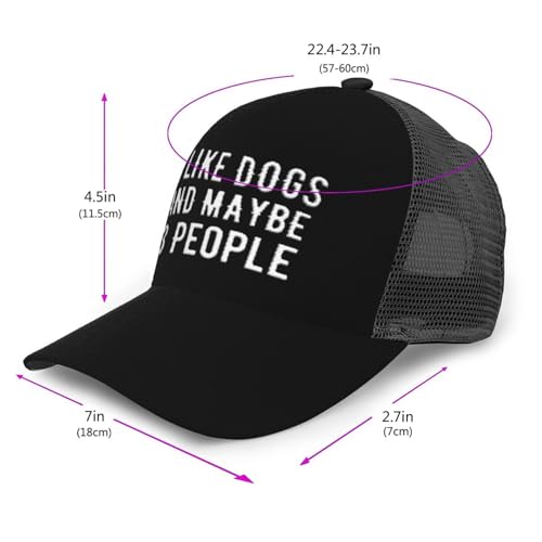 I Like Dogs and Maybe 3 People Mesh Baseball Cap - Classic Adjustable Peak Cap, Trucker Hat for Men & Women3
