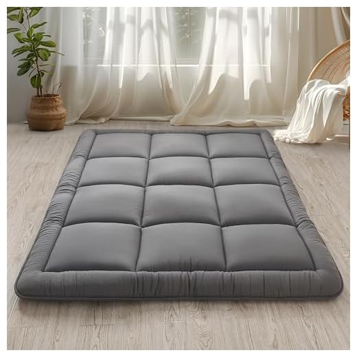 WhatsBedding Japanese Floor Mattress Futon Mattress 3" Grey Tatami Mat Shredded Memory Foam Filled Sleeping Pad, Foldable & Portable Roll Up Lounger Camping Bed for Kids and Adult,Full Size 54"x 80"