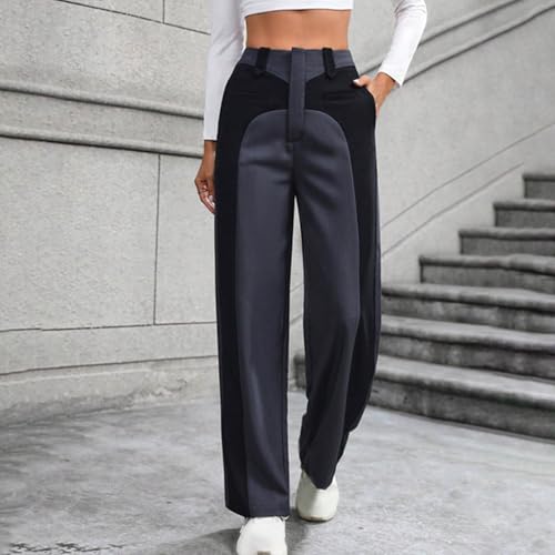 Women's Fashion Business Casual Pants Patchwork Straight Leg Trendy Dress Pants for Women 2024 Wedding Guest2