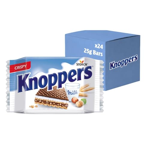 Knoppers Chocolate Hazelnut Wafers, Crispy, Nutty Wafers in Convenient Packs, 25 g (Pack of 24)