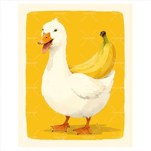 Cartoon Style Paint by Numbers Kit for Adults - DIY Banana Duck Illustration Painting on Canvas 16x20In, Frameless Acrylic Paint Set, Suitable for Beginners, Art for Kids Room or Creative Gifts image 5