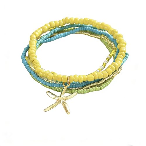 Snuhlzvm Bohemian-Style Multi-Color Beaded Foot Chain, Multi-Layer Design, a Must-Have For Beach Vacations, Fashionable And Unique Foot Accessories, Eye-Catching Summer Accessories.