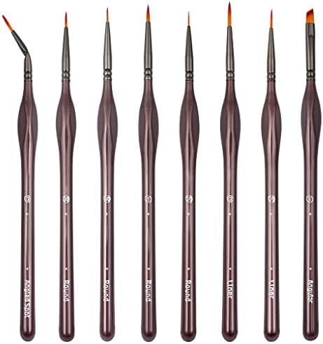HTHL 8PCS Fine Tip Detail Paint Brush Set, Miniature Painting Brushes, Detailing Paint Brushes Artist Professional for Acrylic Watercolor Oil Painting Face Body Nail Art Painting