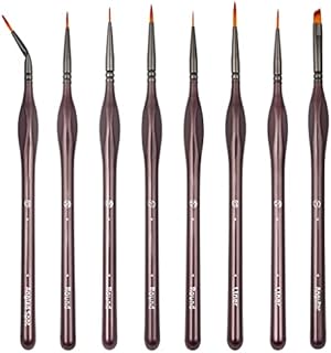 HTHL 8PCS Fine Tip Detail Paint Brush Set, Miniature Painting Brushes, Detailing Paint Brushes Artist Professional for Acrylic Watercolor Oil Painting Face Body Nail Art Painting