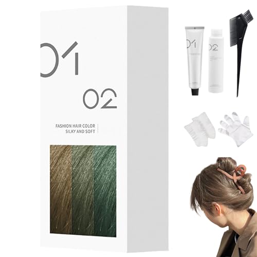 Tinte Capilar Suave Casero, 200 Ml, Crema Permanente, Brillo Natural, Fórmula Suave, Para Todo Tipo De Cabello, Fácil Aplicación En Casa (1,A61 - Castaño grisáceo)