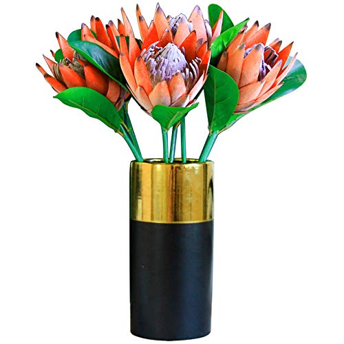 Tinsow Artificial Protea Cynaroides For Flower Arrangements, Faux Protea For Table Decoration Centerpieces, 3 Pieces Silk Protea Bouquet For Wedding (3, Orange) #TOP1