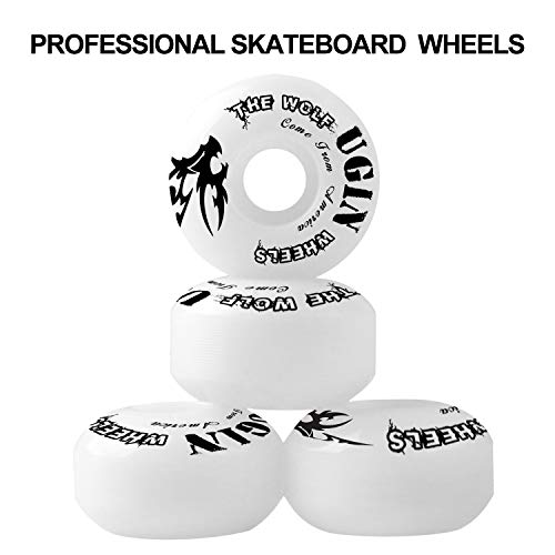 LOSENKA 52mm Skateboard Wheels White Wheels -95A with Bearings
