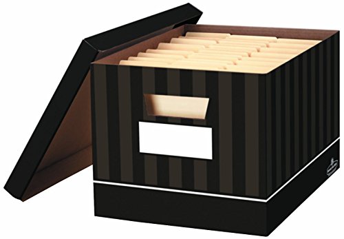Bankers Box Decorative File Box/Record Boxes Chocolate Pin Stripe