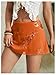 SweatyRocks Women's Sequin Mini Skirt Y2K Sparkly Beaded Floral Embroidery Skirts Orange Large