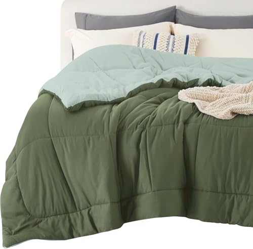 Image of Bedsure Comforters Oversized King -Duvet Insert Green /Light Green Down Alternative Comforter Quilted All Season Duvet- Machine Washable(Green /Light Green,Oversized King 96x116 Inches)