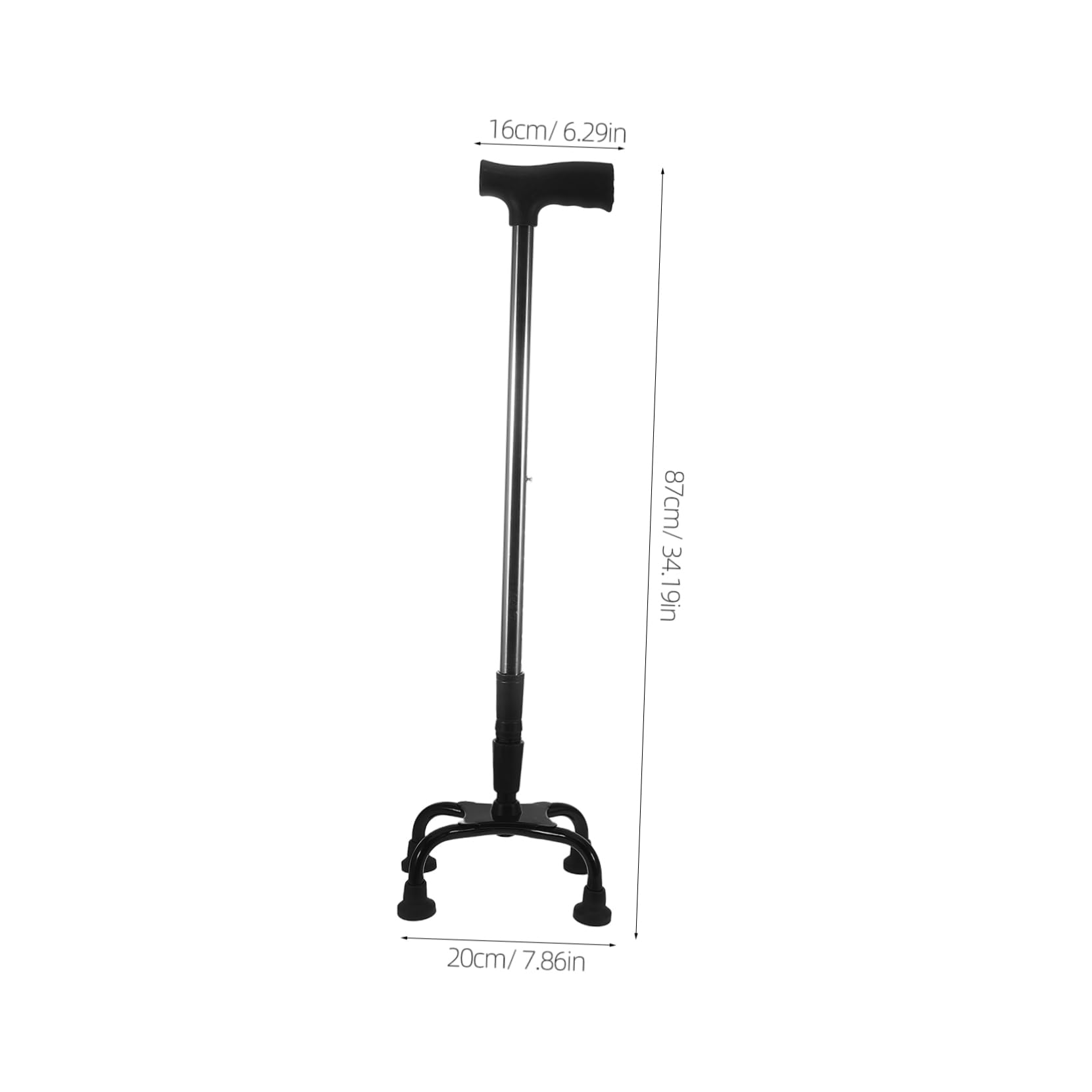PACKOVE Bastón De Cuatro Patas Ajustable De Acero Inoxidable para Personas Mayores, Portátil y Antideslizante, Base Estable para Uso Diario, Viajes y Apoyo Seguro