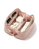 EACHY Travel Makeup Bag - Waterproof Pink Cosmetic Bags for Women and Girls, Make Up Organizer with