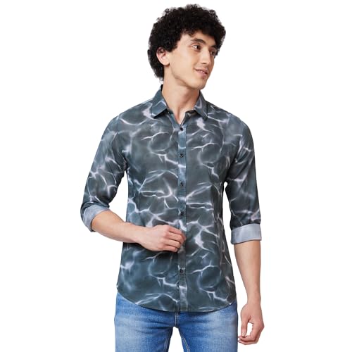 Image of Spykar Cotton Printed Half Sleeve Regular Fit Shirt for Men