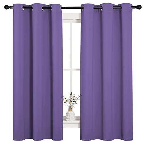Image of NICETOWN Lilac Purple Blackout Curtains for Bedroom (1 Pair, 42 x 63 inches), Farmhouse Thermal Insulated Room Darkening Drapes for Windows