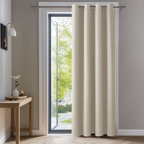 Image of Deconovo Thermal Insulated Blackout Curtain for Living Room 52 Inch by 95 Inch Light Beige 1 Panel