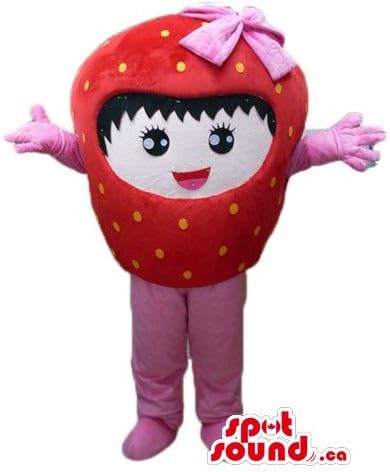 SPOTSOUND Funny Pink and red Strawberry Fruit Mascot US Costume Fancy Dress