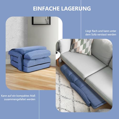COSTWAY Bodenstuhl mit Schlaffunktion, Bodensofa mit Verstellbarer Rückenlehne, gepolstertes Klappsofa mit Armlehnen und Kissen, Bodensessel, Bodenstuhlsofa für Zuhause und Büro (Blau) – Bild 8