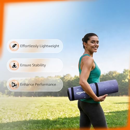 Image of Amazon Basics TPE & Suede Yoga Mat | 6 mm Thick | Dual-Surface Non-Slip Grip | Soft Suede Top with Durable TPE Base | Lightweight & Cushioned | Floor Protection | Ideal for Yoga, Pilates, Meditation & Fitness | 183 x 61 cm | Multicolor