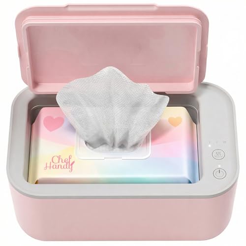 Chefhandy Baby Wipe Warmer, 3-Level Temperature Control, Quiet & Even Heating, Large Capacity for Easy Diaper Changes, Pink