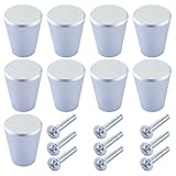 Ludom 9 Stück Schrankknöpfe, Schubladenknöpfe aus Aluminium, für Küchenschränke, Möbelrenovierungen und Badezimmerschränke (Silber)