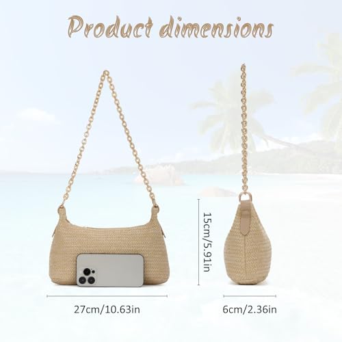 Fecialy Women Straw Shoulder Bag Woven Tote Handbag Summer Beach Bag VacationTravel Purse2