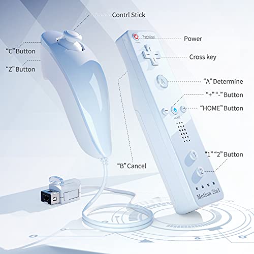 Image of TechKen 2-Pack Wii Remote Plus with Motion Plus and Nunchuck - Remote Controller Replacement for Wii /WiiU