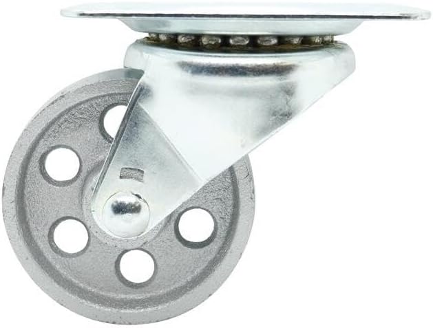 Shepherd Hardware 9782 4-Inch Cast Iron Swivel Plate Caster, 500-lb Load Capacity,Silver