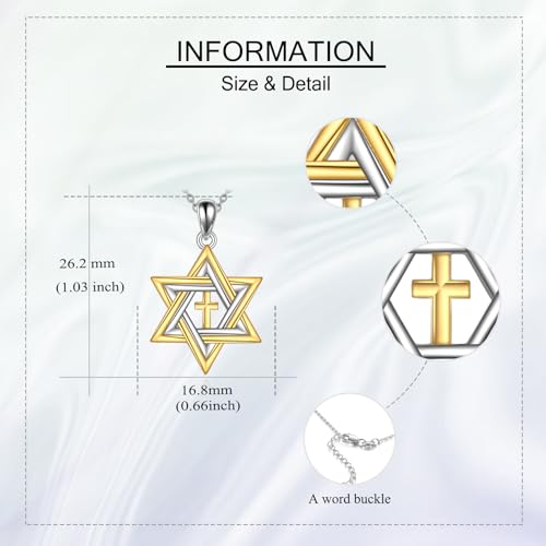 URONE Star Of David Necklace 925 Sterling Silver Star Of David Pendant Jewish Star Necklace David Star Jewelry Gifts For Men Women3