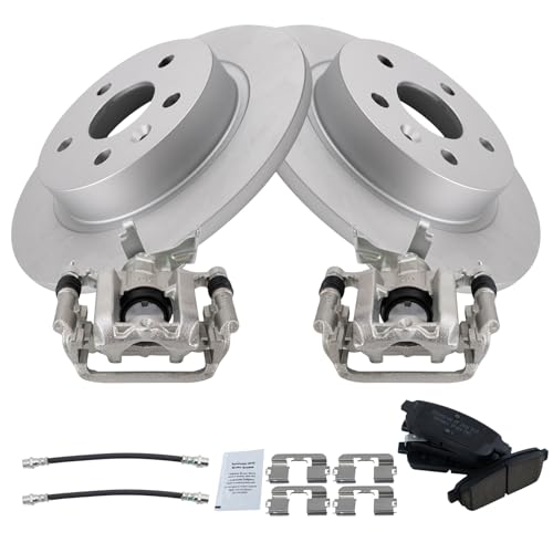 Image of TRQ Rear Brake Pad & Rotor Kit Ceramic Premium G-Coated Compatible with 2013-2016 Chevrolet Sonic