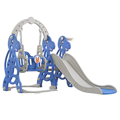 NAIZY Toboggan 4-en-1 Enfant Intérieur avec Panier de Basket, Balançoire, Charge Max 50 kg, Type B