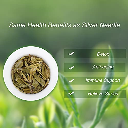 Taimei Teatime Premium Loose Leaf White Tea Compressed Tea Brick, White Peony Tea-Bai Mu Dan-Organically Grown In Fujian China, Low Caffeine, High Antioxidants Fuding White Tea, Portable To-Go Chinese Tea (24 Ct) #TOP4