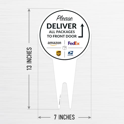 Image of Package Delivery Sign, Delivery Instructions All Package Front Door Sign, 7x13 Inches Round Shape, Aluminum Composite Made in USA by Sigo Signs