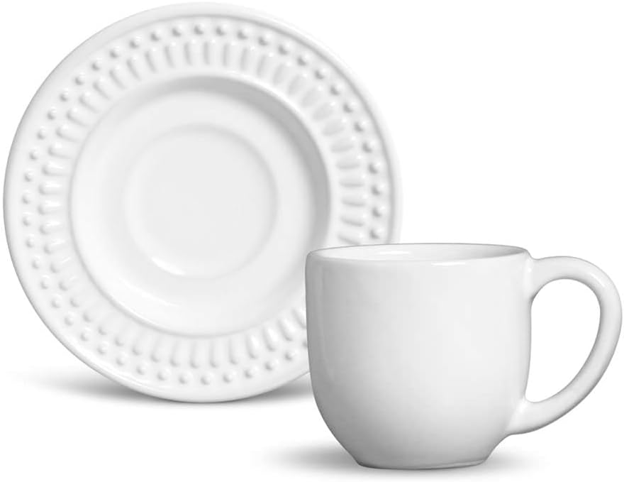Porto Brasil Conjunto com 6 Xícaras de Café com Pires Roma Branco
