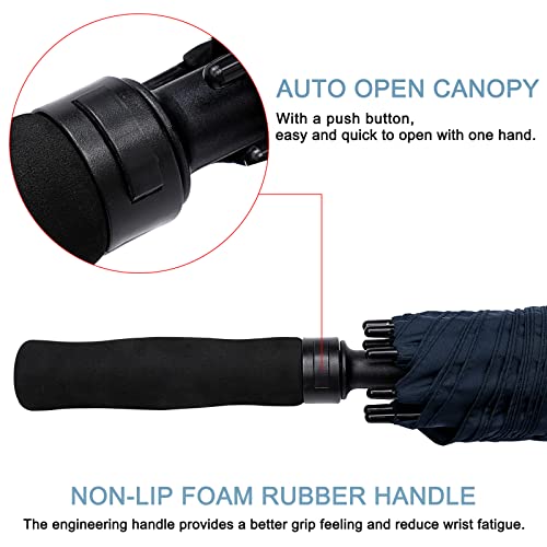 G4Free 72 Inch Huge Large Oversize Golf Umbrella Automatic Open Double Canopy Vented Windproof Stick Umbrellas, 6 Ft Heavy Duty Outdoor Doorman Umbrella Family Umbrella(Navy Blue) #TOP3